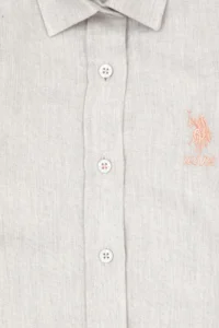 US Polo Assn. Girls' Cream Melanj Long Sleeve Basic Shirt - Image 6