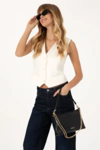 US Polo Assn. Women Black Zincir Sleeveless Kroko Tote Bag