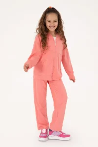 US Polo Assn. Girls' Neon Pink Zippered Knitting Cardigan - Image 2