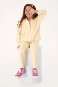 US Polo Assn. Girls' Ecru Zippered Knitting Cardigan - Image 2