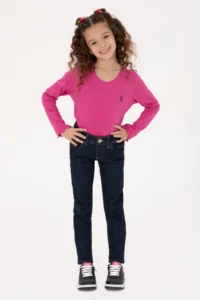 US Polo Assn. Girls' Dark Blue slim Fit Jeans Pants