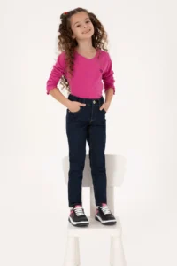 US Polo Assn. Girls' Dark Blue slim Fit Jeans Pants - Image 2