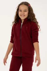 US Polo Assn. Girls' Burgundy Zippered Fleece Sweatshirt - Image 3