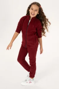 US Polo Assn. Girls' Burgundy Zippered Fleece Sweatshirt - Image 4