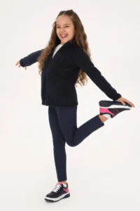US Polo Assn. Girls' Light Navy Zippered Fleece Sweatshirt - Image 2