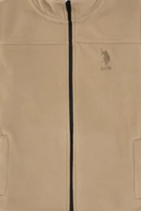 US Polo Assn. Girls' Light Khaki Zippered Polor Sweatshirt - Image 5