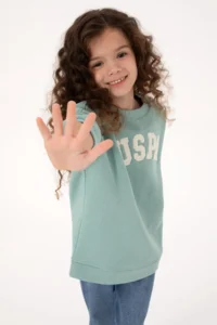 US Polo Assn. Girls' Mint Crew Neck Fleece Sweatshirt