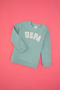 US Polo Assn. Girls' Mint Crew Neck Fleece Sweatshirt - Image 3