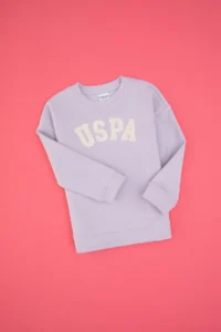 US Polo Assn. Girls' Purple Crew Neck Fleece Sweatshirt - Image 3