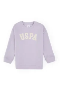 US Polo Assn. Girls' Purple Crew Neck Fleece Sweatshirt - Image 4
