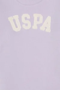 US Polo Assn. Girls' Purple Crew Neck Fleece Sweatshirt - Image 7