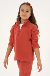 US Polo Assn. Girls' Dusty Rose Fleece Half Zippered Sweatshirt - Image 3