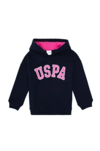 US Polo Assn. Girls' Navy Blue Fleece Hooded Sweatshirt - Image 3