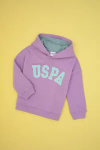 US Polo Assn. Girls' Lilac Fleece Hooded Sweatshirt - Image 3