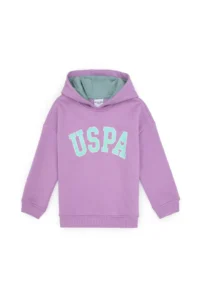 US Polo Assn. Girls' Lilac Fleece Hooded Sweatshirt - Image 4