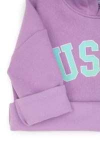 US Polo Assn. Girls' Lilac Fleece Hooded Sweatshirt - Image 6