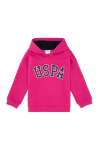 US Polo Assn. Girls' Fleece Hooded Pink Sweatshirt - Image 3