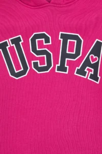 US Polo Assn. Girls' Fleece Hooded Pink Sweatshirt - Image 6