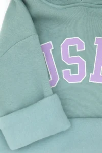 US Polo Assn. Girls' Fleece Hooded Mint Sweatshirt - Image 5