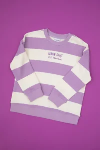 US Polo Assn. Girls' Lilac Striped Crew Neck Sweatshirt - Image 3