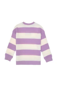 US Polo Assn. Girls' Lilac Striped Crew Neck Sweatshirt - Image 5