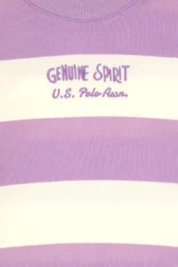 US Polo Assn. Girls' Lilac Striped Crew Neck Sweatshirt - Image 6