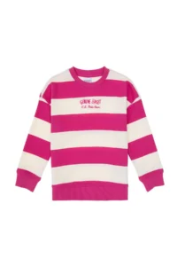 US Polo Assn. Girls' Pink Striped Crew Neck Sweatshirt - Image 4