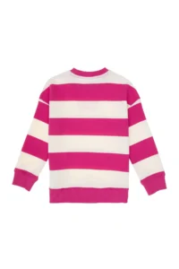 US Polo Assn. Girls' Pink Striped Crew Neck Sweatshirt - Image 5