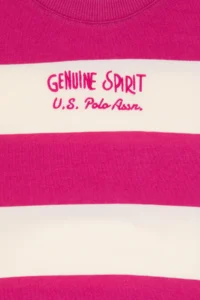 US Polo Assn. Girls' Pink Striped Crew Neck Sweatshirt - Image 6