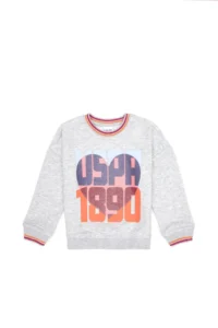 US Polo Assn. Girls' Light Gray Melanj Sweatshirt - Image 2