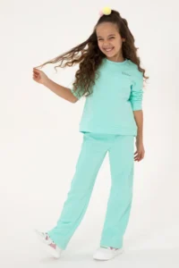 US Polo Assn. Girls' Mint striped Sweatpants - Image 2