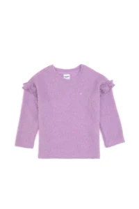 US Polo Assn. Girls' Lilac Sleeves Frilly Crew Neck Sweatshirt - Image 3