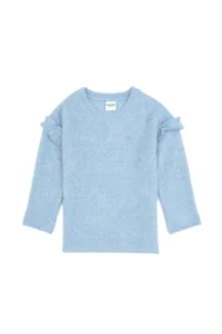 US Polo Assn. Girls' Blue Crew Neck Sweatshirt with Ruffle Detail on Sleeves - Image 3