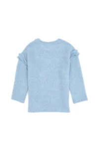 US Polo Assn. Girls' Blue Crew Neck Sweatshirt with Ruffle Detail on Sleeves - Image 4