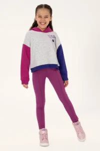US Polo Assn. Girls' Hooded Fuchsia Sweatshirt - Image 2