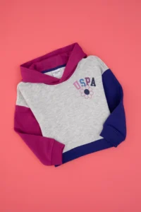 US Polo Assn. Girls' Hooded Fuchsia Sweatshirt - Image 3