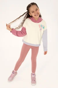 US Polo Assn. Girls' Pink Hooded Sweatshirt - Image 2