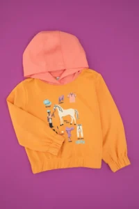 US Polo Assn. Girls' Orange Hooded Sweatshirt - Image 3