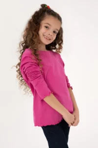 US Polo Assn. Girls' Pink Crew Neck Basic Sweatshirt - Image 2