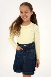 US Polo Assn. Girls' Yellow Crew Neck Basic Sweatshirt