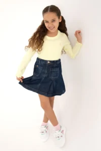 US Polo Assn. Girls' Yellow Crew Neck Basic Sweatshirt - Image 2