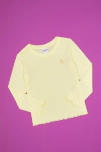 US Polo Assn. Girls' Yellow Crew Neck Basic Sweatshirt - Image 3