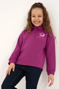 US Polo Assn. Girls' Violet Polo Shirt Collar Sweatshirt