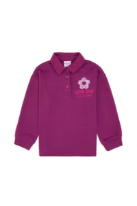 US Polo Assn. Girls' Violet Polo Shirt Collar Sweatshirt - Image 4