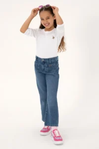 US Polo Assn. Girls' White Crew Neck Basic Sweatshirt - Image 2
