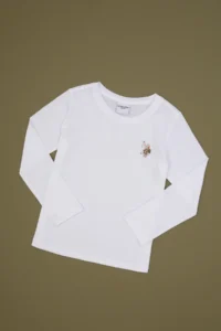 US Polo Assn. Girls' White Crew Neck Basic Sweatshirt - Image 3
