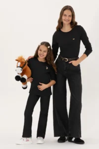 US Polo Assn. Girls' Black Crew Neck Basic Sweatshirt - Image 2