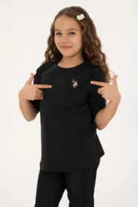 US Polo Assn. Girls' Black Crew Neck Basic Sweatshirt - Image 4