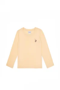 US Polo Assn. Girls' Yellow Crew Neck Basic Sweatshirt - Image 4
