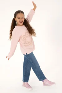 US Polo Assn. Girls' Powder Pink Crew Neck Sweatshirt - Image 2